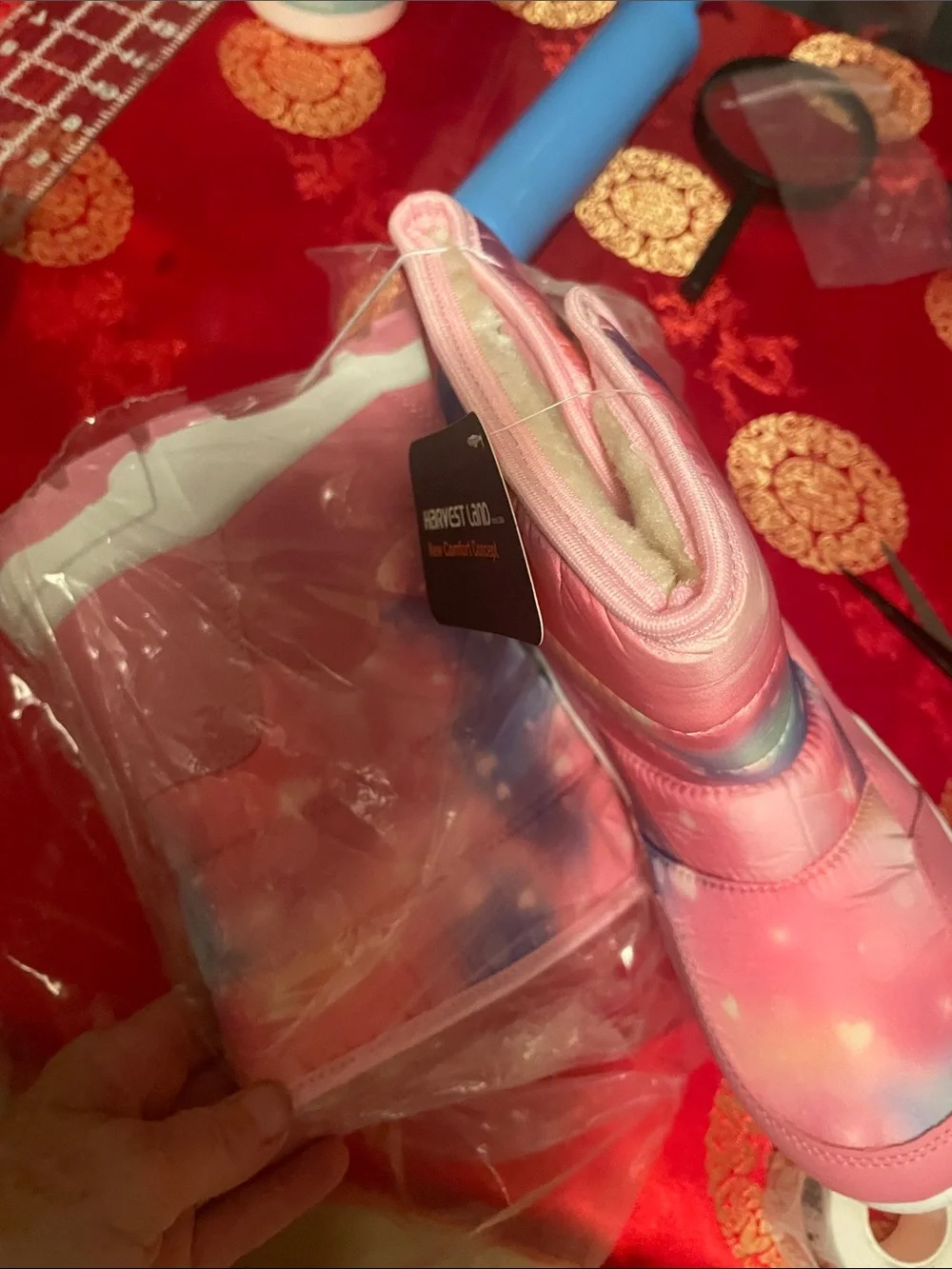 Kids Pink Galaxy Winter Boots